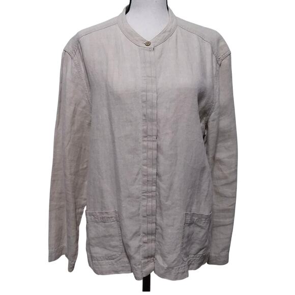 J Jill Textured Tunic 100% Linen ‎ Sz L Women's Long Sleeves Top - Picture 1 of 11